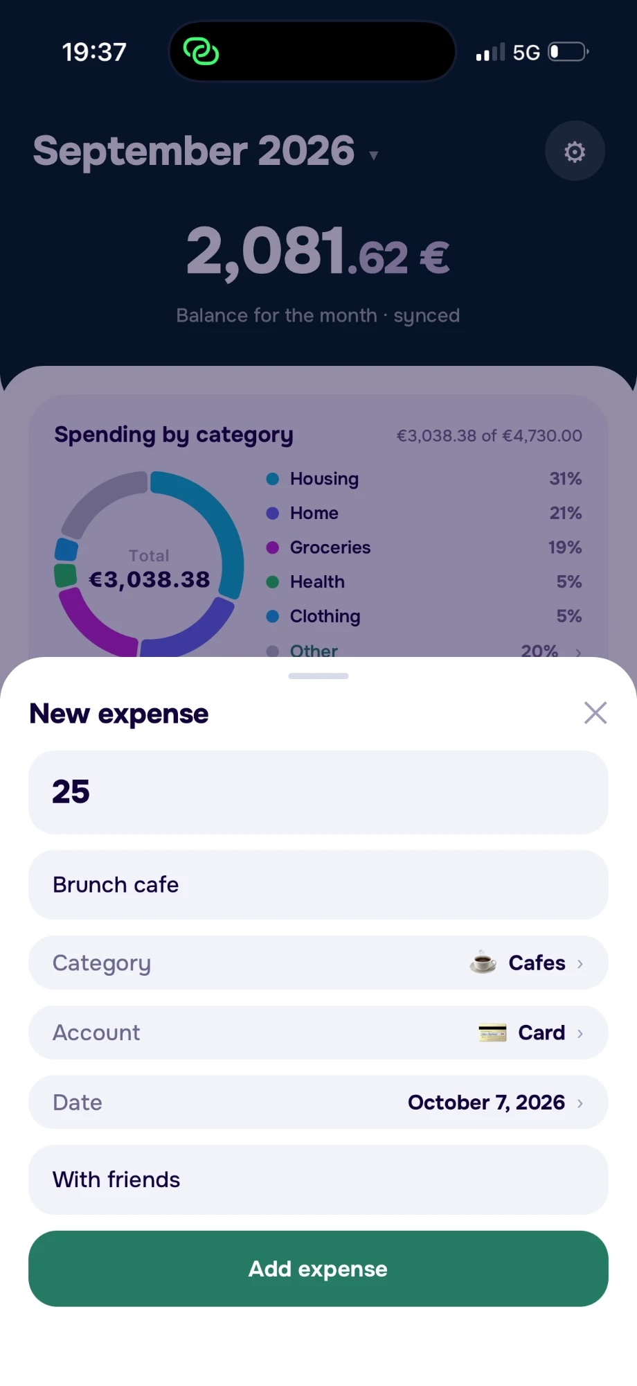New expense form